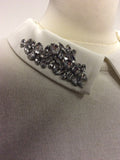 TED BAKER IVORY JUMPER WITH SILK DIAMANTÉ COLLAR SIZE 4 UK 14/16