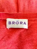 BRORA CORAL/ORANGE LINEN & COTTON BLEND 3/4 SLEEVE CARDIGAN SIZE 10