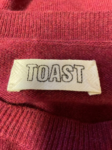 TOAST DEEP RED 100% LAMBSWOOL LONG SLEEVED JUMPER SIZE L