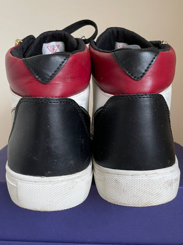 GUESS BLACK,WHITE & RED TRIM HIGH TOP TRAINERS SIZE 11/ 45