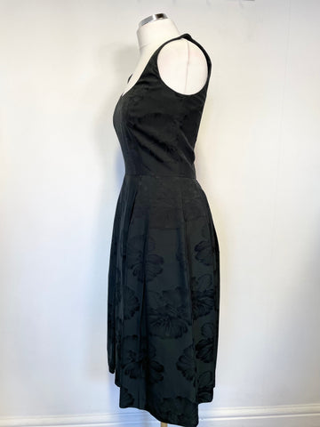 JIGSAW DARK GREEN FLORAL PRINT SLEEVELESS FIT & FLARE OCCASION DRESS SIZE 10