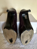 RUSSELL & BROMLEY AUBERGINE PEEP TOE PATENT LEATHER HEELS SIZE 6.5 / 39.5