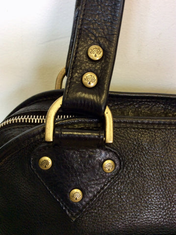 MULBERRY BLACK LEATHER FRONT POSTMAN LOCK POCKET SHOULDER BAG