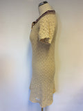 ODD MOLLY CREAM WOOL BLEND SHORT SLEEVE KNIT DRESS SIZE 2 UK 10