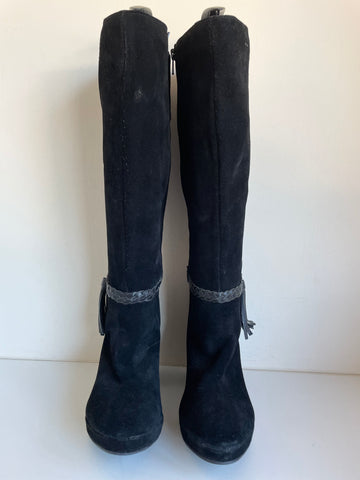 BRAND NEW ANNA SCHOLZ FOR SIMPLY BE BLACK SUEDE KNEE LENGTH BOOTS  SIZE 5/38