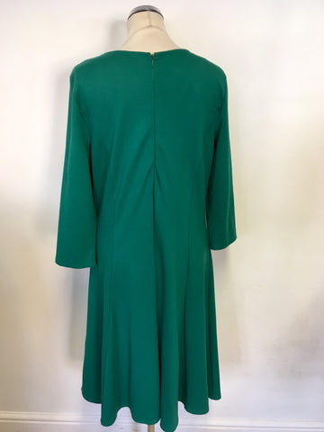 PHASE EIGHT EMERALD GREEN V NECKLINE 3/4 SLEEVE DRESS SIZE 18