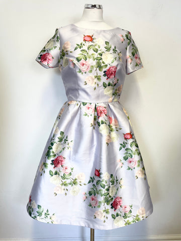 BRAND NEW CHI CHI ERIKA PALE LILAC FLORAL PRINT FIT & FLARE DRESS SIZE 12
