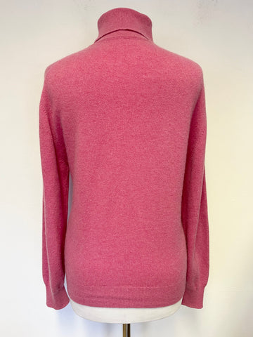 SCOTTISH TRADITION PINK 100% CASHMERE POLO NECK JUMPER SIZE M