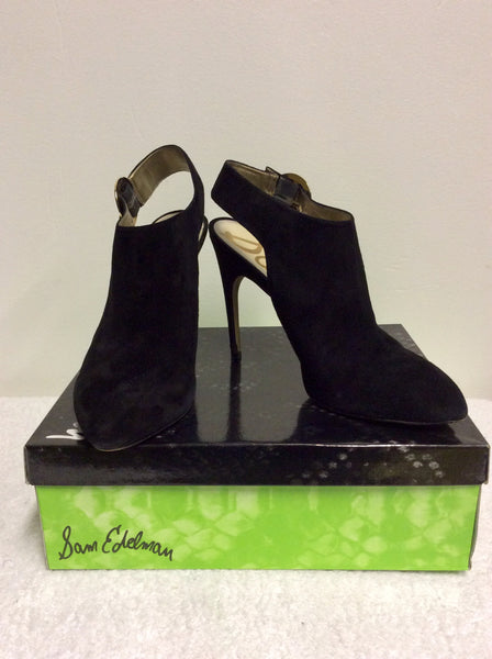 SAM EDELMAN BLACK SUEDE OPEN BACK HEELS SIZE 8/41.5
