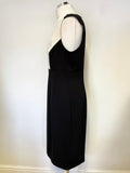 HOBBS BLACK & IVORY BODICE PANEL SLEEVELESS PENCIL DRESS SIZE 14