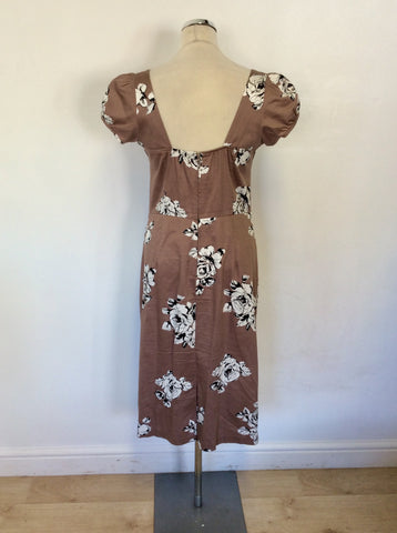 STOP STARING BY ALICIA ESTRADA TAN FLORAL GARDENIA WIGGLE / PENCIL DRESS SIZE XL UK 16