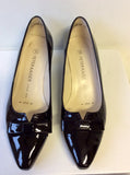 BRAND NEW PETER KAISER BLACK PATENT LEATHER BOW TRIM HEELS SIZE 3.5/36 PLUS SIZE