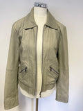TED BAKER AMOUR STONE GREY SOFT LEATHER ZIP UP JACKET SIZE 3 UK 10/12