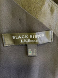 LK BENNETT BLACK RIBBON LABEL BLACK ONE SHOULDER FEATHER TRIM COCKTAIL DRESS SIZE 8