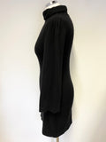 DIANE VON FURSTENBERG BLACK 100% CASHMERE LONG SLEEVE KNIT DRESS SIZE S
