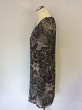 MONSOON BLACK & WHITE PRINT SHIFT DRESS SIZE 10