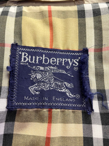 VINTAGE BURBERRY BEIGE LINED COTTON ZIPPED UP CASUAL JACKET SIZE M