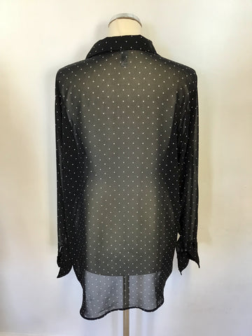 AMERICAN APPAREL BLACK & WHITE SPOTTED CHIFFON BLOUSE ONE SIZE
