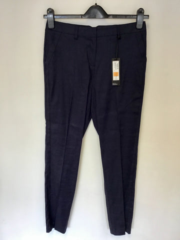 BRAND NEW MARKS & SPENCER AUTOGRAPH NAVY LUXURY LINEN TROUSERS SIZE 10L