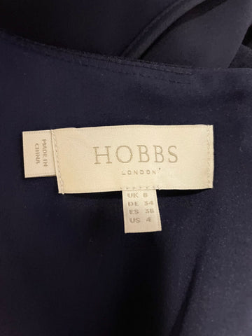 HOBBS NAVY BLUE ROUND NECK SEAM DETAILED LONG SLEEVED SHIFT DRESS SIZE 8