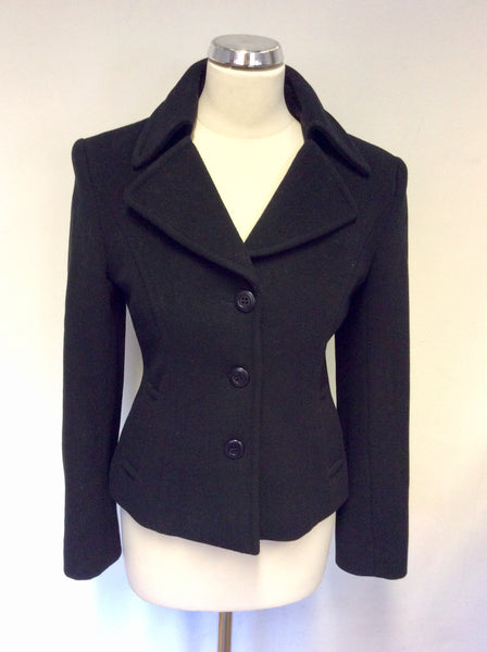 HOBBS BLACK WOOL & CASHMERE BLEND JACKET SIZE 10