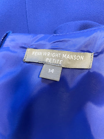 FENN WRIGHT MANSON ROYAL BLUE SHORT SLEEVED SHIFT DRESS SIZE 14 PETITE