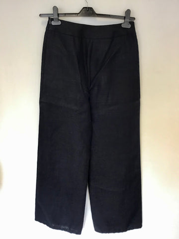 HOBBS NAVY BLUE LINEN WIDE LEG TROUSERS SIZE 10