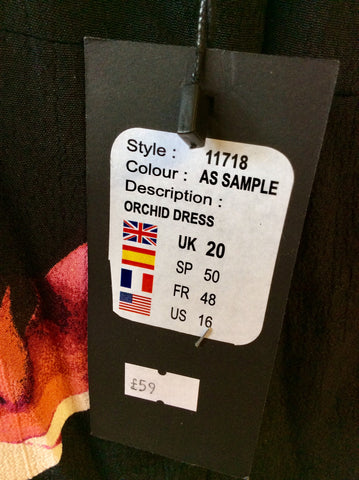 BRAND NEW POMODORO BLACK ORCHID PRINT SHIFT DRESS SIZE 20