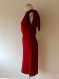 PRADA DEEP RED OCCASION DRESS WITH TIE FEATURE SIZE 46 UK 14