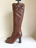 BRAND NEW IN BOX BALENCIAGA BROWN LEATHER HEELED BOOTS SIZE 5/38