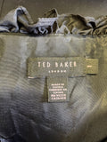 TED BAKER BLACK WOOL BLEND & SILK FRILL TRIM SLEEVELESS DRESS SIZE 1 UK 8/10
