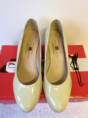 JOSE SAENZ BEIGE PATENT LEATHER WEDGE HEELS SIZE 4/37