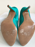 HOBBS KINGFISHER GREEN SILK BLEND HEELS SIZE 5.5/38.5 & BRAND NEW MATCHING BAG