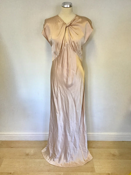 GHOST PALE PINK HOLLYWOOD WENDY TWIST FRONT LONG OCCASION DRESS SIZE L