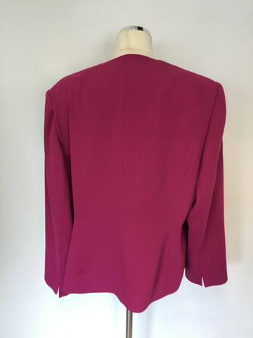 JACQUES VERT FUCHSIA PINK COLLARLESS JACKET SIZE 18