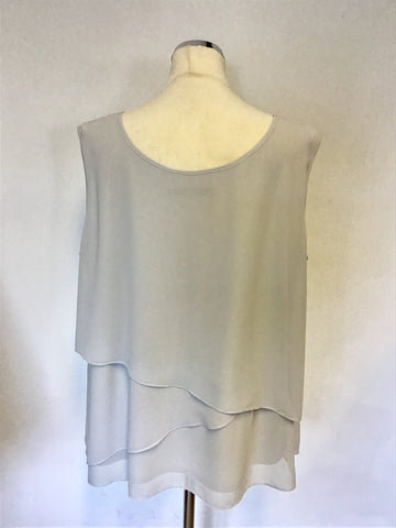 CHESCA PALE GREY TIERED LAYER SLEEVELESS TOP SIZE XL