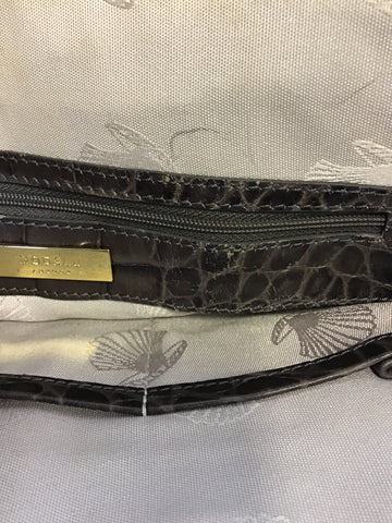 MODALU PIPPA CHOCOLATE BROWN CROC LEATHER TOTE BAG