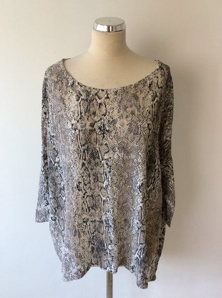 NEW POSTCARD FROM BRIGHTON GREY SNAKESKIN PRINT TOP SIZE 1 PLUS SIZE UK XL