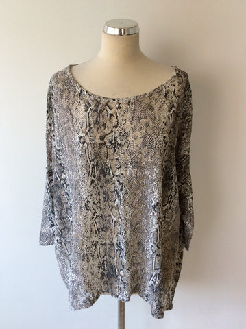 NEW POSTCARD FROM BRIGHTON GREY SNAKESKIN PRINT TOP SIZE 1 PLUS SIZE UK XL