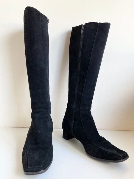 HOBBS BLACK SUEDE KNEE LENGTH BOOTS SIZE 6/39