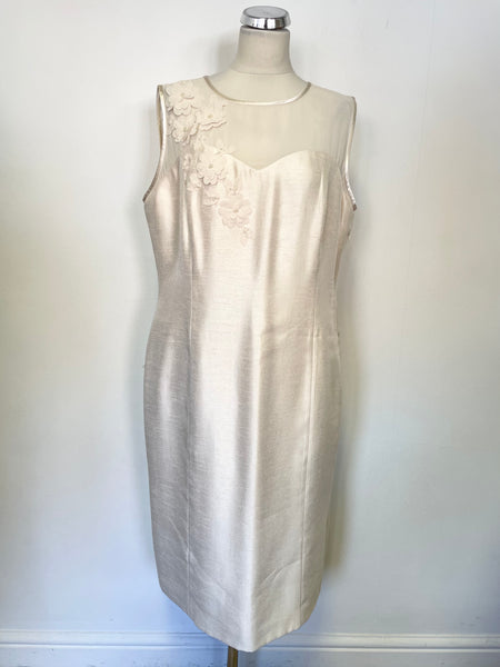 JACQUES VERT IVORY EMBELLISHED SLEEVELESS SPECIAL OCCASION DRESS SIZE 16