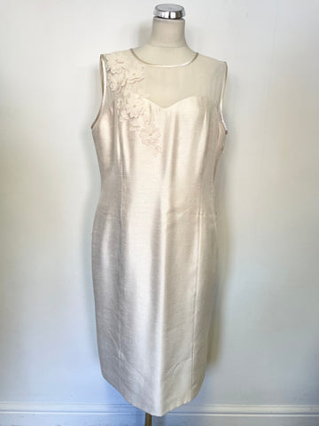 JACQUES VERT IVORY EMBELLISHED SLEEVELESS SPECIAL OCCASION DRESS SIZE 16