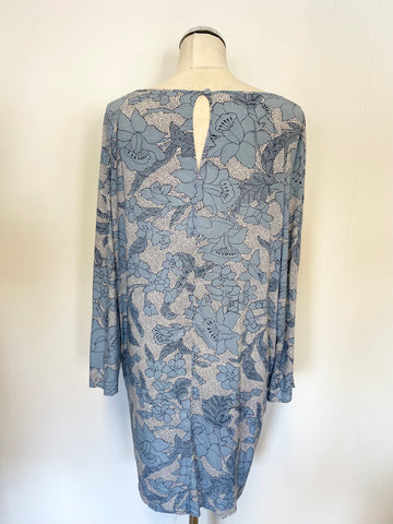 PART TWO BLUE & WHITE FLORAL PRINT LONG SLEEVE SHIFT DRESS SIZE 12