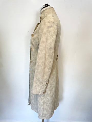 KAREN MILLEN CREAM EMBOSSED PRINT COTTON COAT SIZE 10