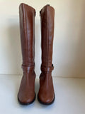 KURT GEIGER CARVELA TAN BROWN LEATHER KNEE HIGH BOOTS SIZE 6/39