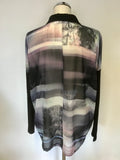 MINT VELVET BLACK & MULTI COLOUR PRINT DRAW STRING TIE WAIST BLOUSE SIZE 12
