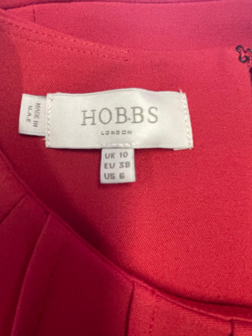HOBBS RED SHORT SLEEVED PENCIL DRESS SIZE 10