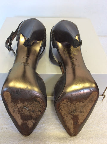 HUGO BOSS GREY LEATHER T BAR HEELS SIZE 6/39