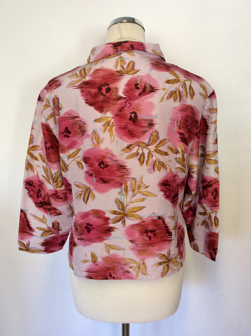PATSY SEDDON FOR PHASE EIGHT PINK & RED FLORAL SILK SKIRT SUIT SIZE 16