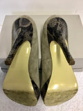MARKS & SPENCER AUTOGRAPH EXCLUSIVE TAUPE SUEDE & SNAKESKIN LEATHER TRIM HEELS SIZE 7.5/41
